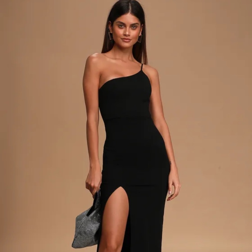 Lulus Black One Shoulder Dress